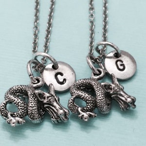 Best Friend Necklace Chinese Serpent Dragon Necklace Dragon Necklace Bff Necklace Sister Friendship Personalized Initial Monogram Etsy Canada