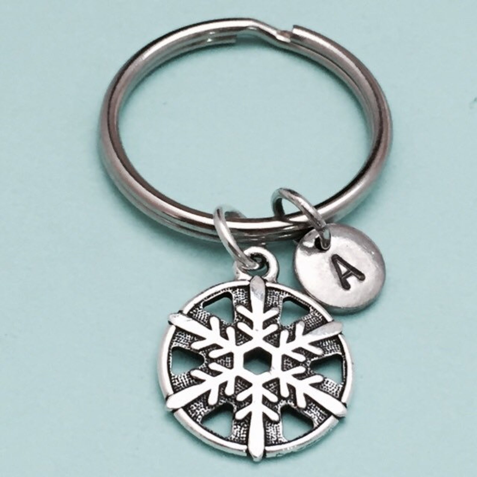 Snowflake Keychain Snowflake Charm Christmas Keychain Etsy