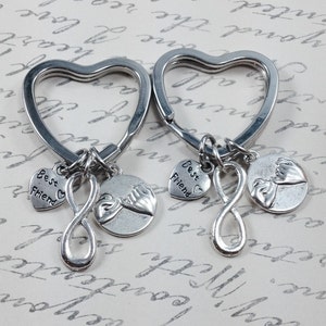 Beste vriend sleutelhanger, sleutelhanger oneindigheid, pinky belofte sleutelhanger, bff sleutelhanger, hart sleutelhanger