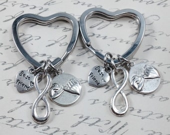 Best friend keychain, infinity keychain, pinky promise keychain, bff keychain, heart keychain