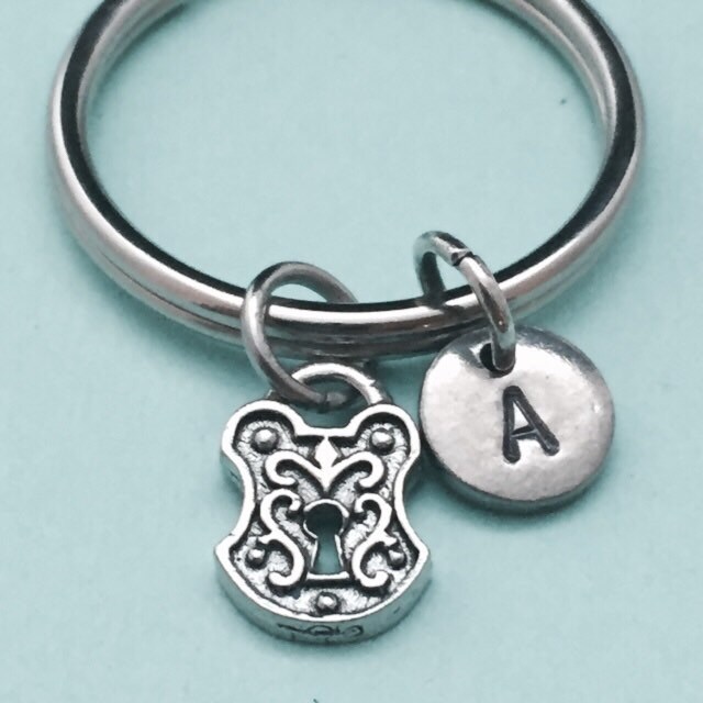 Lock Keychain Lock Charm Lock and Key Keychain Personalized Etsy