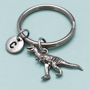 Tyrannosaurus keychain, tyrannosaurus charm, dinosaur keychain, dino keychain, personalized keychain, initial keychain, monogram