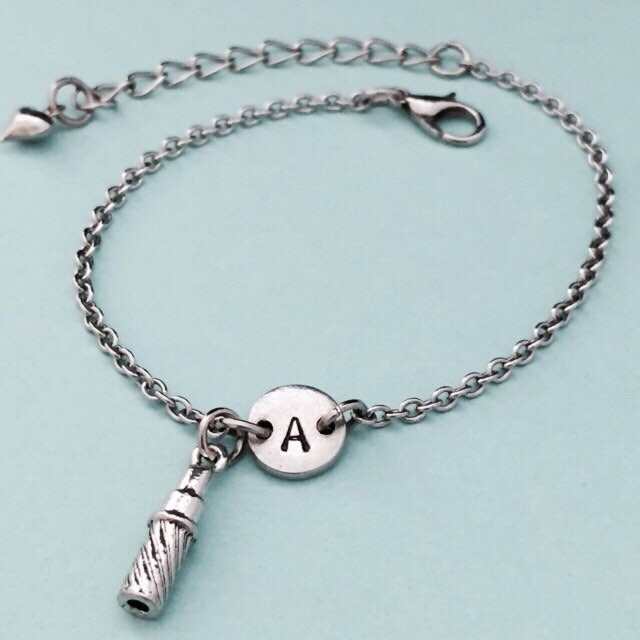 Lipstick charm bracelet, lipstick charm, adjustable bracelet, makeup