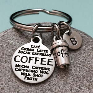 Coffee keychain, coffee charm, drink keychain, personalized keychain, initial keychain, customized keychain, monogram