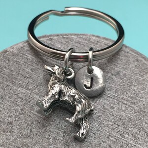 Spaniel dog keychain, cocker spaniel dog charm, animal keychain, personalized keychain, initial keychain, initial charm, customized,