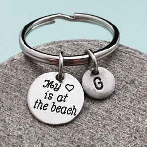 Beach keychain, beach charm, vacation keychain, personalized keychain, initial keychain, customized keychain, monogram