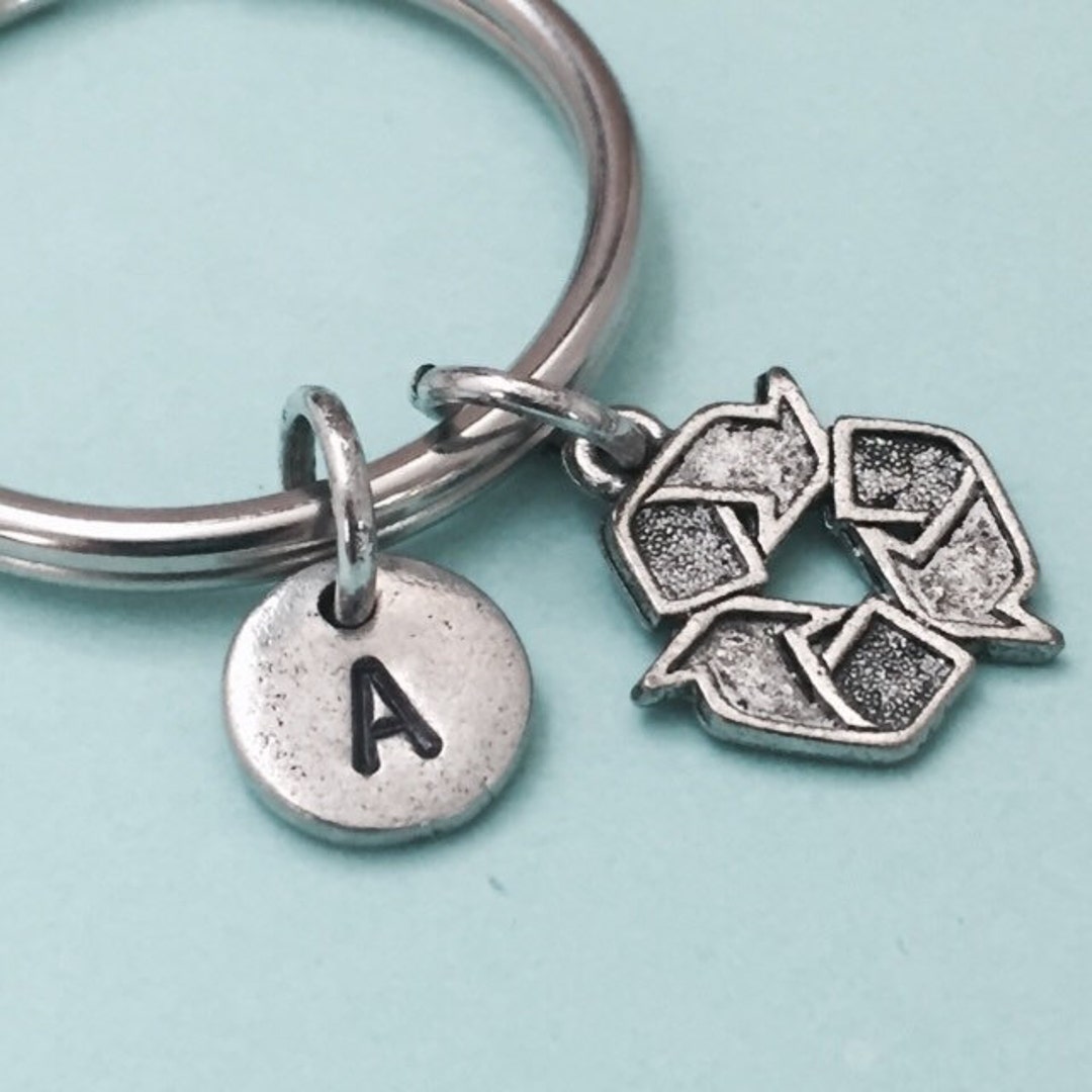 Recycle Symbol Keychain, Recycle Symbol Charm, Recycling Keychain