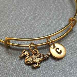 Duck bangle, duck charm bracelet, expandable bangle, charm bangle, personalized bracelet, initial bracelet, monogram