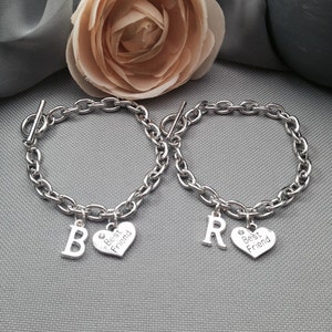 Best friend bracelet, friendship bracelet, initial bracelet, bff bracelet, toggle bracelet, charm bracelet, friend bracelet