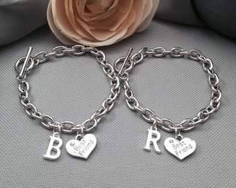 Best friend bracelet, friendship bracelet, initial bracelet, bff bracelet, toggle bracelet, charm bracelet, friend bracelet