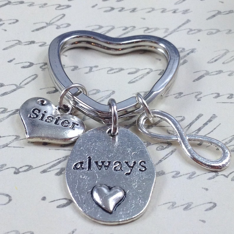 Sister Keychain Infinity Keychain Gift for Sister Heart Etsy