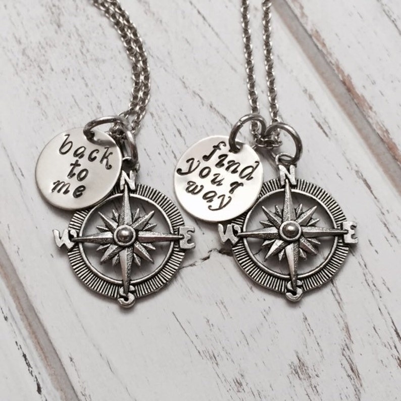 Compass Necklace Customized Mother Daughter Necklace Etsy