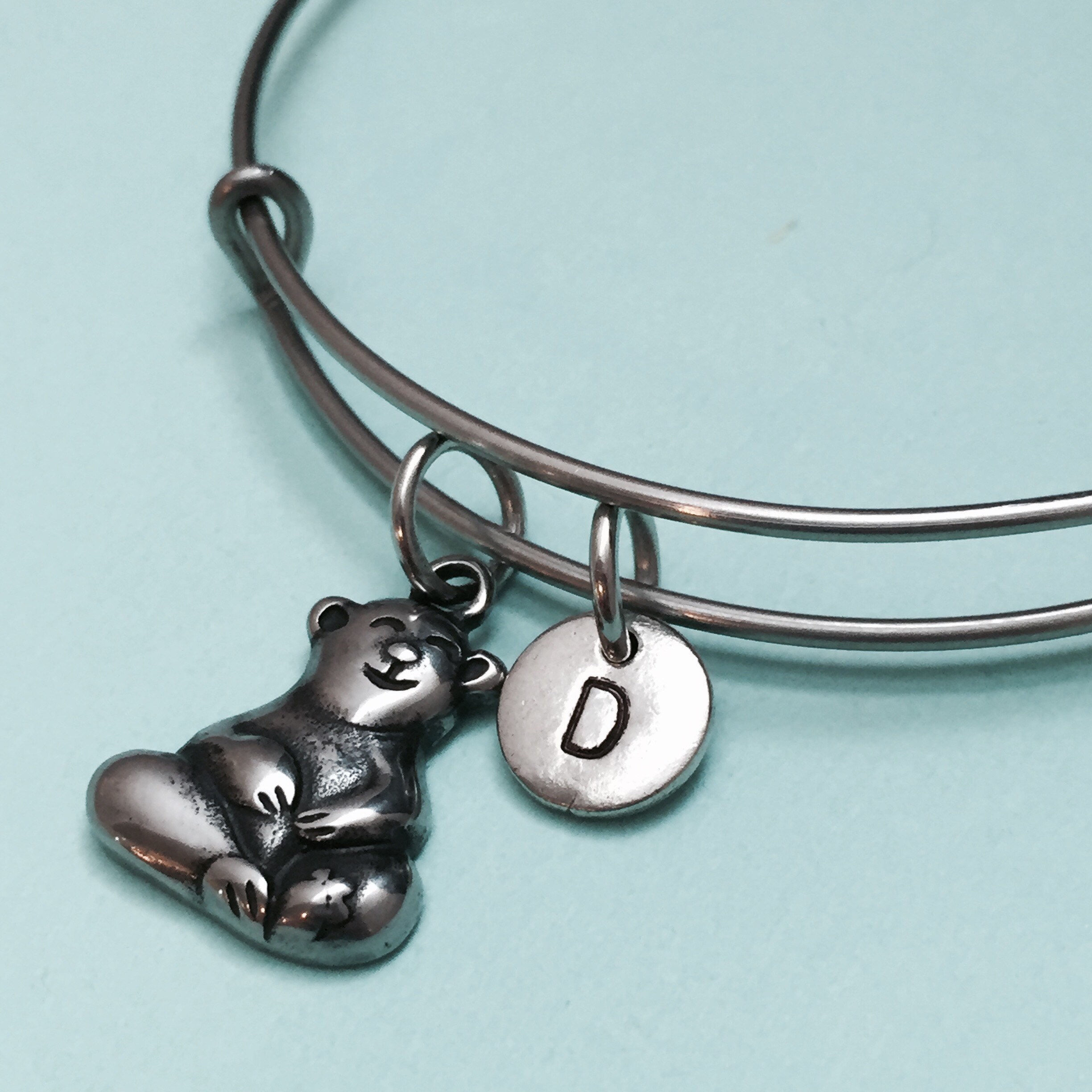 Bear Bangle Bear Charm Bracelet Expandable Bangle Charm Etsy