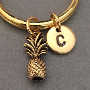 Pineapple keychain, pineapple charm, food keychain, personalized keychain, initial keychain, initial charm, customized, monogram