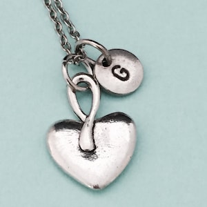 Heart necklace, Valentine&#39;s Day necklace, heart charm, Valentine&#39;s jewelry, love necklace, personalized necklace, initial necklace
