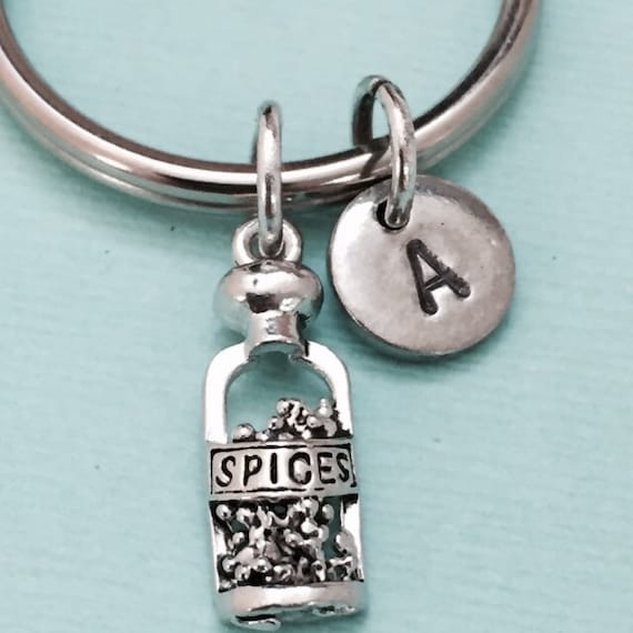 Gewürz, Gewürz-Charme, Gewürz Schlüsselbund, Schlüsselbund, personalisierte Schlüsselanhänger, Schlüsselbund Erste, ursprüngliche Charme, angepasst, monogram