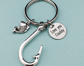 Fishing keychain, Father&#39;s Day gift, gift for dad, fishing charms, personalized keychain, Father&#39;s Day keychain, fish keychain