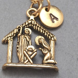 Nativity necklace, nativity charm, nativity personalized necklace, initial necklace, monogram