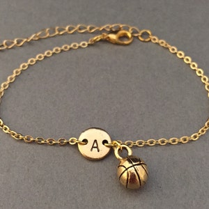 Basketball charm bracelet, basketball charm, sports charm, personalized bracelet, adjustable bracelet, initial bracelet, initial charm