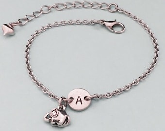 Bebé elefante encanto pulsera encanto de bebé elefante, pulsera ajustable, pulsera animal, personalizado, inicial pulsera, Monograma