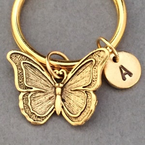 Butterfly keychain, butterfly charm, insect keychain, personalized keychain, initial keychain, initial charm, customized, monogram