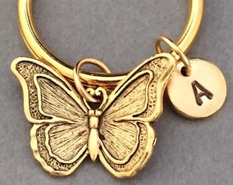 Butterfly keychain, butterfly charm, insect keychain, personalized keychain, initial keychain, initial charm, customized, monogram