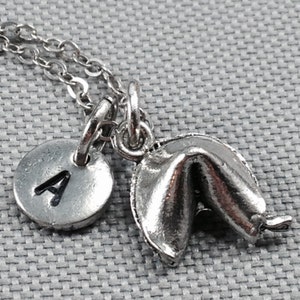 Fortune cookie charm necklace, cookie necklace, food necklace, personalized necklace, initial necklace, gift for friend