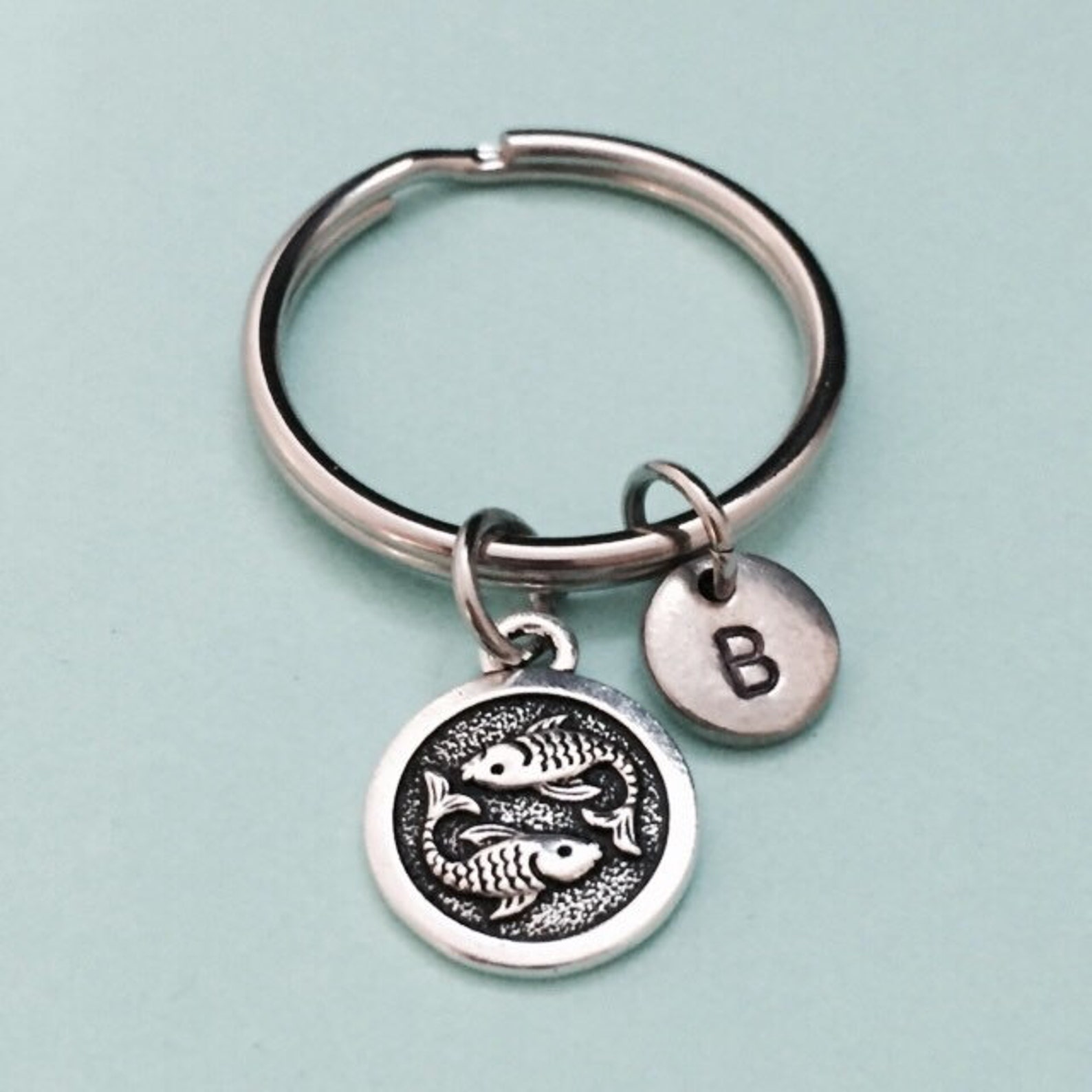 Pisces Keychain Pisces Charm Horoscope Keychain Etsy