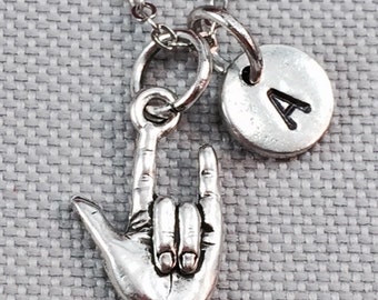 Me encanta collar, collar de lengua de signos, mano collar, joyería, collar de parejas, collar de hija, amigo collar, hermana el amor