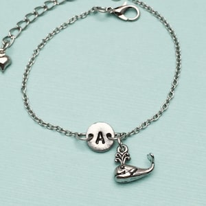 Whale charm bracelet, whale charm, adjustable bracelet, animal, personalized bracelet, initial bracelet, monogram