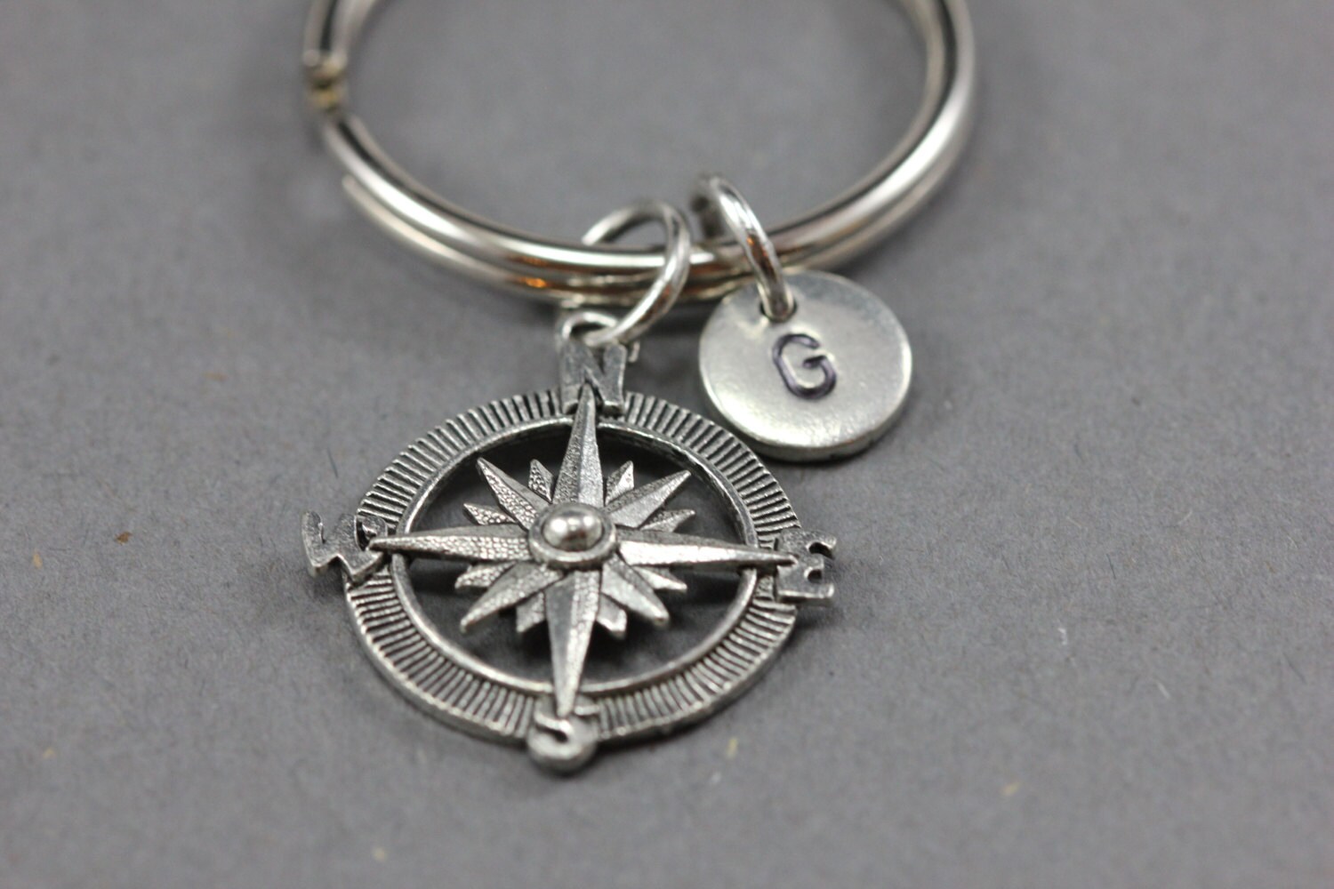 Compass keychain personalized keychain compass charm Etsy
