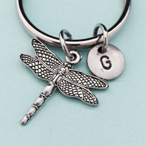 Dragonfly keychain, dragonfly charm, insect keychain, personalized keychain, initial keychain, customized keychain, monogram