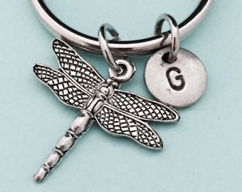 Dragonfly keychain, dragonfly charm, insect keychain, personalized keychain, initial keychain, customized keychain, monogram