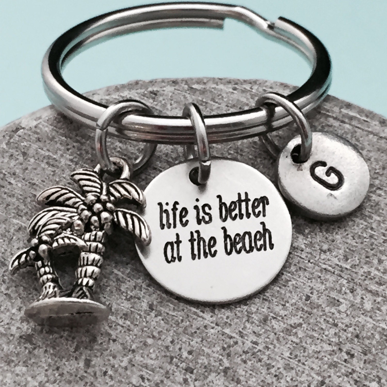 Beach keychain, beach charm, vacation keychain, personalized keychain