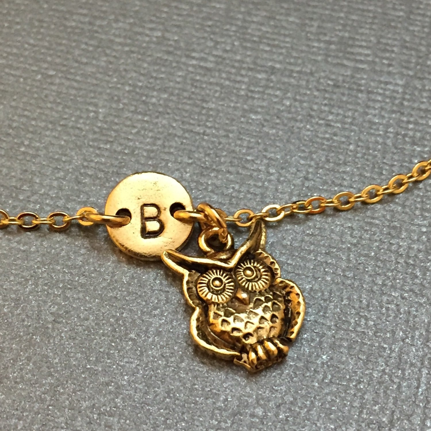 Owl charm bracelet, owl charm, adjustable bracelet, animal, personalized bracelet, initial bracelet,