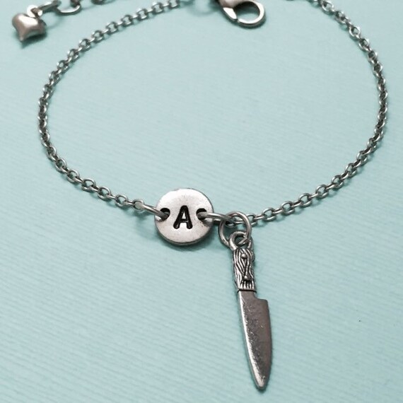 Knife charm bracelet, knife charm, adjustable bracelet, utensil, personalized bracelet, initial bracelet, monogram