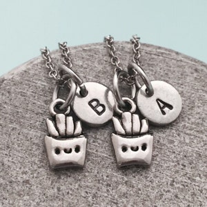 Best friend necklace, fries necklace, food necklace, bff necklace, sister, friendship jewelry, personalized, initial, monogram
