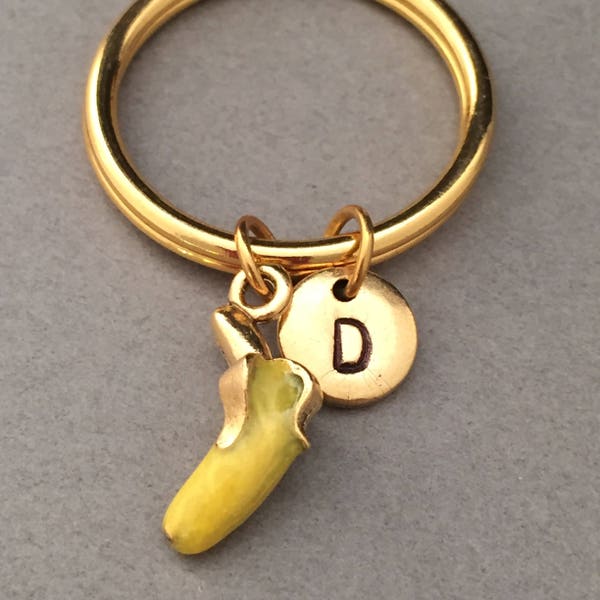 Banana keychain, banana charm, food keychain, personalized keychain, initial keychain, customized keychain, monogram