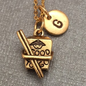 Take out food necklace, take out food charm, food necklace, personalized necklace, initial necklace, initial charm, monogram