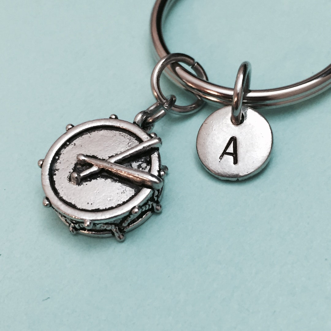 Drum Keychain, Drum Charm, Musical Instrument Keychain, Personalized