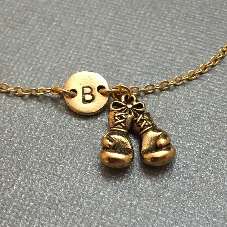 monogram adjustable bracelet sports boxing gloves charm Boxing gloves charm bracelet personalized bracelet initial bracelet