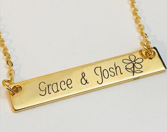 Silver bar necklace, personalized necklace, name necklace, monogram bar necklace, customized necklace, quote necklace, bar necklace