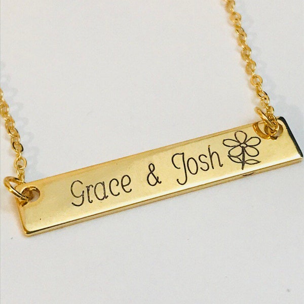 Silver bar necklace, personalized necklace, name necklace, monogram bar necklace, customized necklace, quote necklace, bar necklace