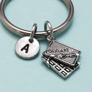 Schachtel Pralinen Schlüsselbund, Schachtel Pralinen Charme, Essen Schlüsselbund, personalisierte Schlüsselanhänger, anfängliche Keychain, angepasst, Monogramm
