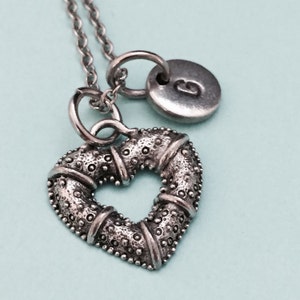 Heart necklace, Valentine&#39;s Day necklace, love necklace, heart charm, Valentine&#39;s jewelry, personalized necklace, initial necklace