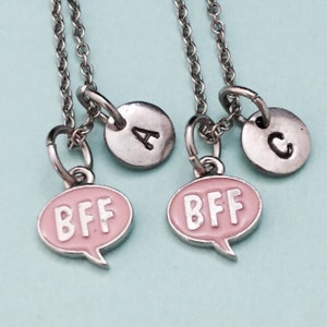 Best friend necklace, BFF necklace, friends necklace, friendship jewelry, personalize necklace, initial necklace, initial charm, monogram