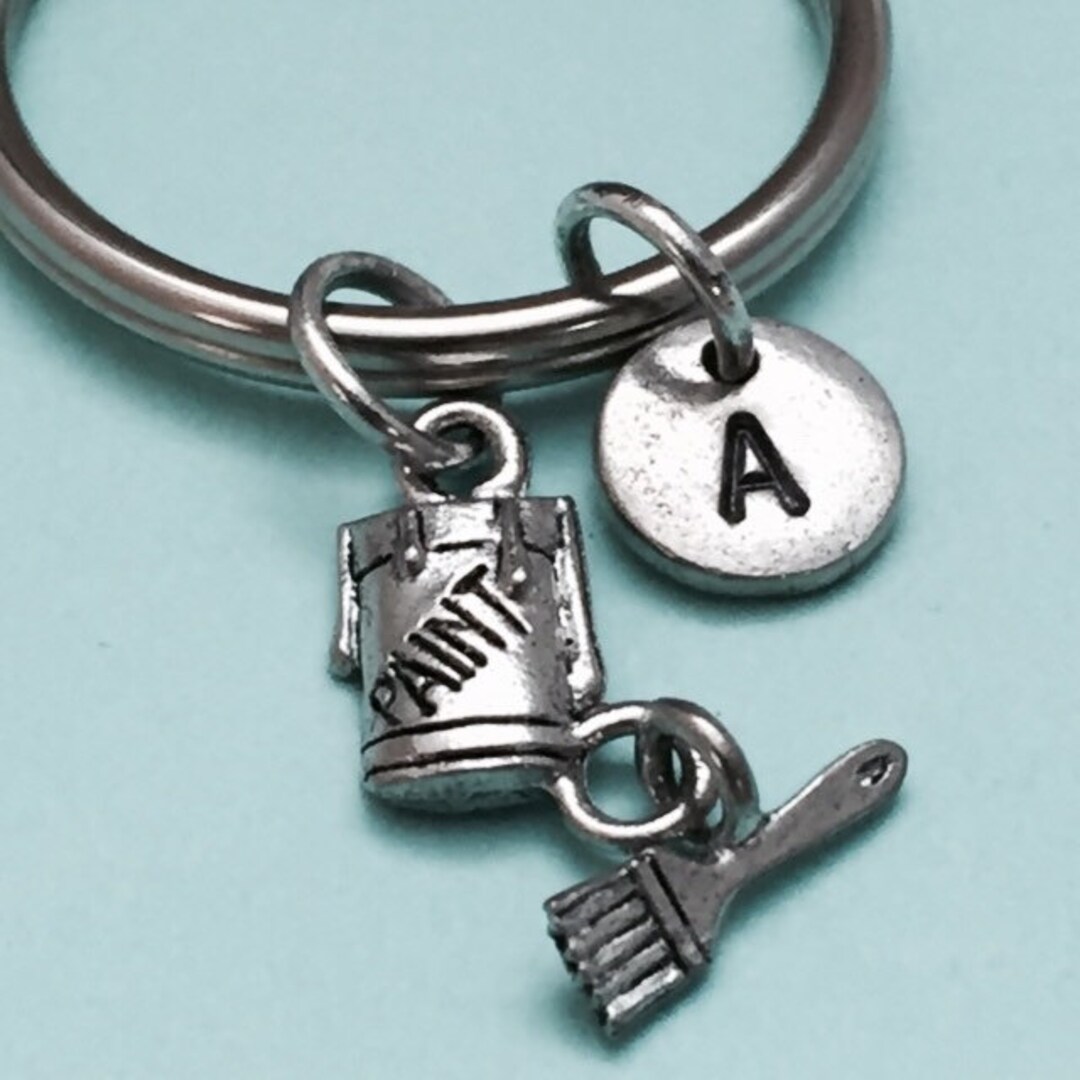 Paint and Brush Keychain, Paint and Brush Charm, Paint Keychain ...