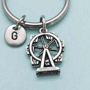 Ferris wheel keychain, Ferris wheel charm, carnival keychain, personalized keychain, initial keychain, initial charm, customized, monogram