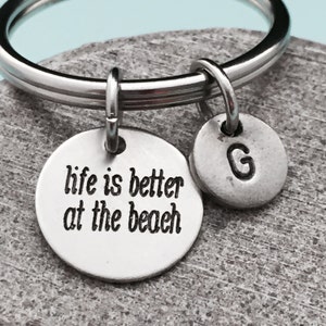 Beach keychain, beach charm, vacation keychain, personalized keychain, initial keychain, customized keychain, monogram