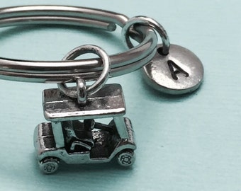 Golf cart keychain, golf cart charm, sports keychain, personalized keychain, initial keychain, initial charm, customized, monogram